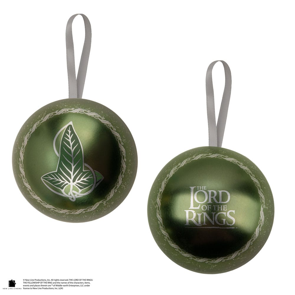 Herr der Ringe Weihnachtskugel mit Blatt von Lórien Brosche